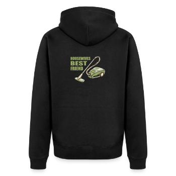 Housewives best friend | vacuum cleaner - Unisex Premium Bio Zip Hoodie - Schwarz - Hinten - Nico (187cm)