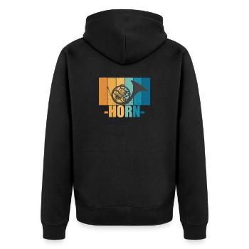 Horn Vintage Musiker Instrument Geschenk - Unisex Premium Bio Zip Hoodie - Schwarz - Hinten - Nico (187cm)