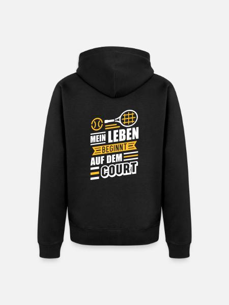 Leben auf dem Court (Tennis) - Unisex Premium Bio Zip Hoodie - Schwarz
