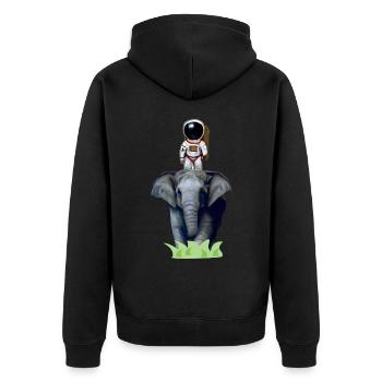 Un astronaute à l’aventure à dos d’éléphant - Veste à capuche bio Premium Unisexe - noir - Dos - Nico (187cm)