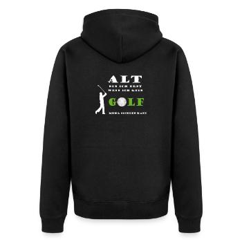 Golfspieler Golf Sport Alter altern junggeblieben - Unisex Premium Bio Zip Hoodie - Schwarz - Hinten - Nico (187cm)