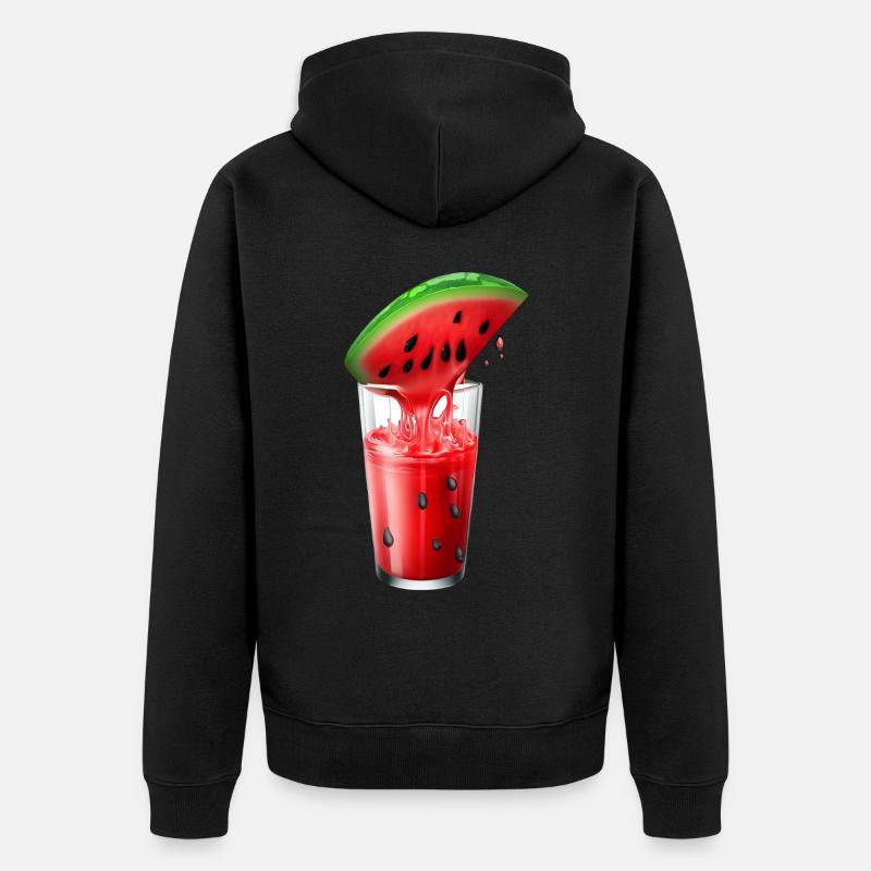 Saftige Wassermelone im Glas - Unisex Premium Bio Zip Hoodie - Schwarz