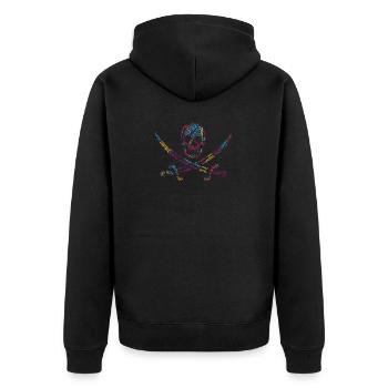 LGBTQIA+ T-Shirt Skull Sword Word Cloud Gay Pride - Unisex Premium Organic Zip Hoodie - black - Back - Nico (187cm)