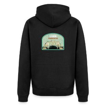 Lissabon Gate Augusta Street Badge, Portugal - Unisex Premium Bio Zip Hoodie - Schwarz - Hinten - Nico (187cm)