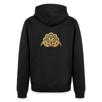 Ornament Indien Yoga Muster Gold Meditation om - Unisex Premium Bio Zip Hoodie - Schwarz - Hinten - Nico (187cm)