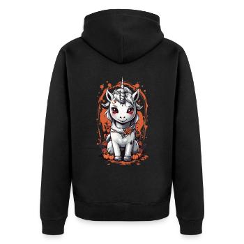 Ghostly Vampire Unicorn - Halloween Design - Unisex Premium Organic Zip Hoodie - black - Back - Nico (187cm)