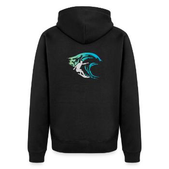Surfer Wave Water Sea Sports Color Icon Logo - Veste à capuche bio Premium Unisexe - noir - Dos - Nico (187cm)