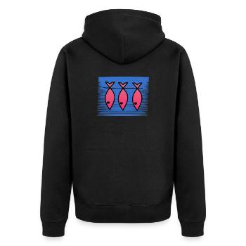 POISSON. POISSON D'AVRIL. VACANCES. ETE. HUMOUR - Veste à capuche bio Premium Unisexe - noir - Dos - Nico (187cm)
