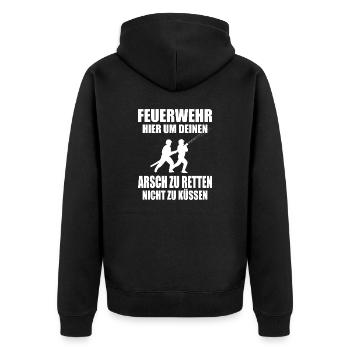 Feuerwehr - Unisex Premium Bio Zip Hoodie - Schwarz - Hinten - Nico (187cm)
