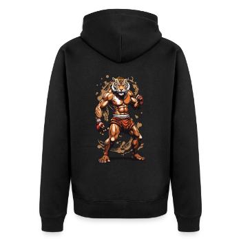Arts martiaux tigre kickboxeur kickboxing design - Veste à capuche bio Premium Unisexe - noir - Dos - Nico (187cm)