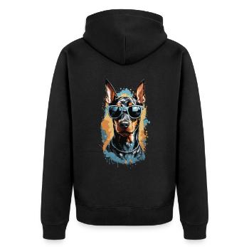 Doberman Dog Streetwear Dog Lover Look - Veste à capuche bio Premium Unisexe - noir - Dos - Nico (187cm)