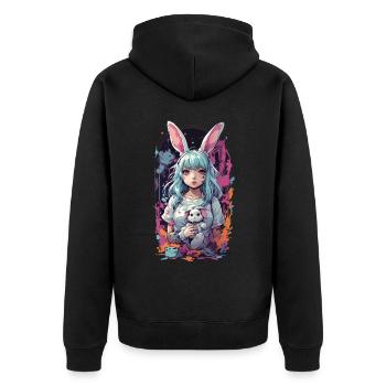 Kemonomimi Bunny Goth Anime Fille Cosplay - Veste à capuche bio Premium Unisexe - noir - Dos - Nico (187cm)