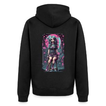 Gothic e-girl Anime Aesthetic Dark Magic - Unisex Premium Organic Zip Hoodie - black - Back - Nico (187cm)