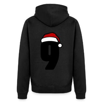 9 Zahl Weihnachten - Unisex Premium Bio Zip Hoodie - Schwarz - Hinten - Nico (187cm)