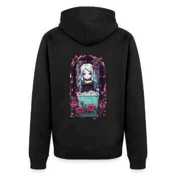 Anime Goth Chibi Vampire egirl Kawaii Design - Unisex Premium Organic Zip Hoodie - black - Back - Nico (187cm)