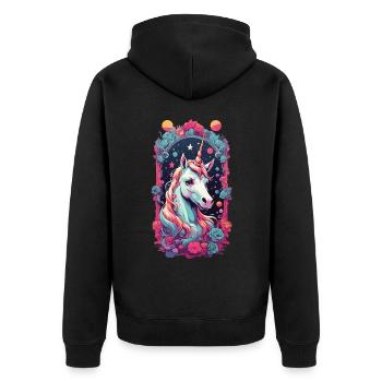 Licorne mystique Pastel Streetwear Design - Veste à capuche bio Premium Unisexe - noir - Dos - Nico (187cm)