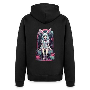 Kawaii gothique lapin Anime Pastel Kemonomimi Design - Veste à capuche bio Premium Unisexe - noir - Dos - Nico (187cm)