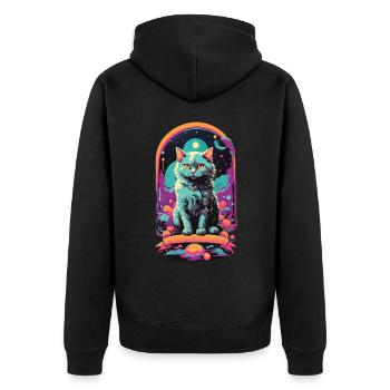Gothic Pastel Cats Magical Night Design - Unisex Premium Organic Zip Hoodie - black - Back - Nico (187cm)