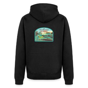 Écusson Paysage Faouet : Nature Bretonne - Veste à capuche bio Premium Unisexe - noir - Dos - Nico (187cm)