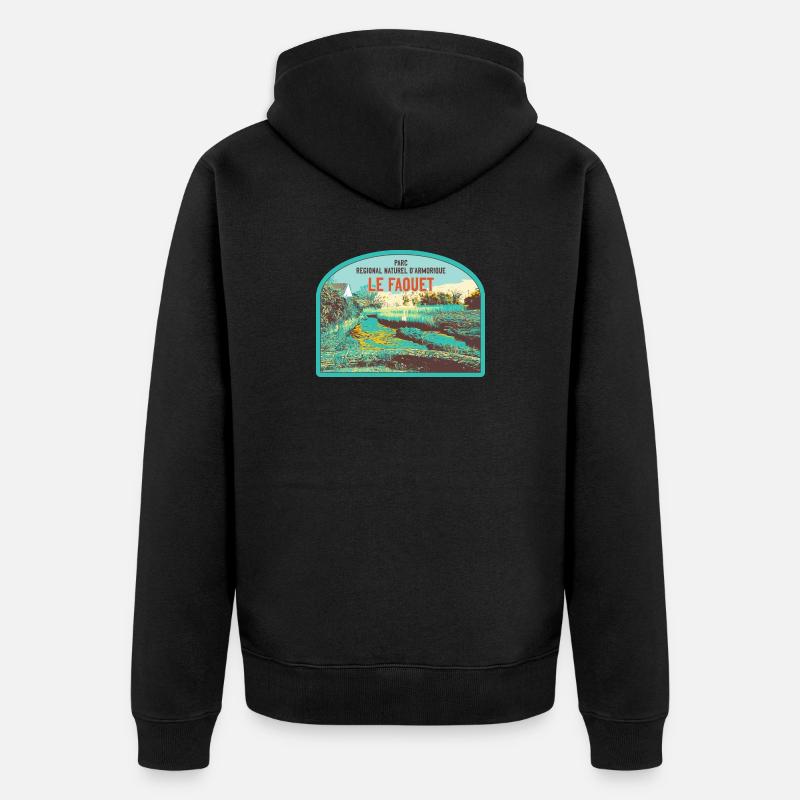 Écusson Paysage Faouet : Nature Bretonne - Veste à capuche bio Premium Unisexe - noir