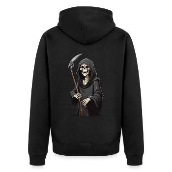 Dessin animé drôle de la Faucheuse pour Halloween - Veste à capuche bio Premium Unisexe - noir - Dos - Nico (187cm)
