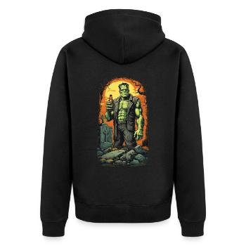 Ghul Monster Bierliebhaber Halloween Party - Unisex Premium Bio Zip Hoodie - Schwarz - Hinten - Nico (187cm)