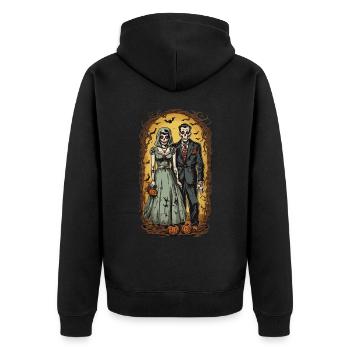 Vintage Halloween Zombie Ghul Brautpaar - Unisex Premium Bio Zip Hoodie - Schwarz - Hinten - Nico (187cm)