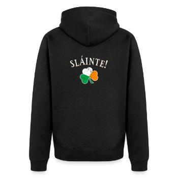 Slainte Ireland Toast Shamrock Patrick's Day - Unisex Premium Organic Zip Hoodie - black - Back - Nico (187cm)