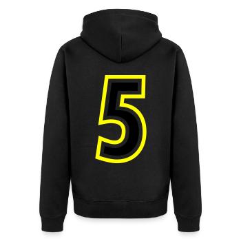 5 Number College - Unisex Premium Organic Zip Hoodie - black - Back - Nico (187cm)