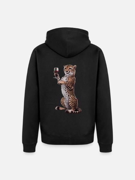 Gepard Wein - Unisex Premium Bio Zip Hoodie - Schwarz