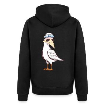 maritim Möwe Möwen Halloween Seefahrt - Unisex Premium Bio Zip Hoodie - Schwarz - Hinten - Nico (187cm)