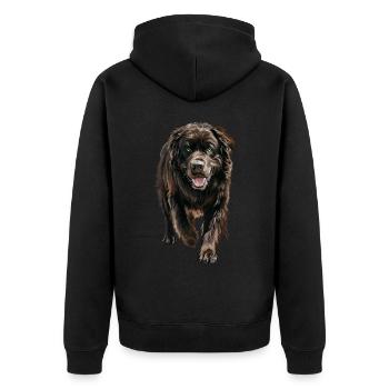 Neufundland - Unisex Premium Bio Zip Hoodie - Schwarz - Hinten - Nico (187cm)