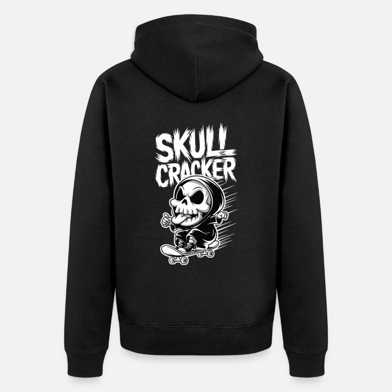 Skull Cracker Skateboard - Unisex Premium Bio Zip Hoodie - Schwarz