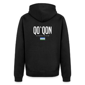 Qo'qon Usbekistan - Unisex Premium Bio Zip Hoodie - Schwarz - Hinten - Nico (187cm)