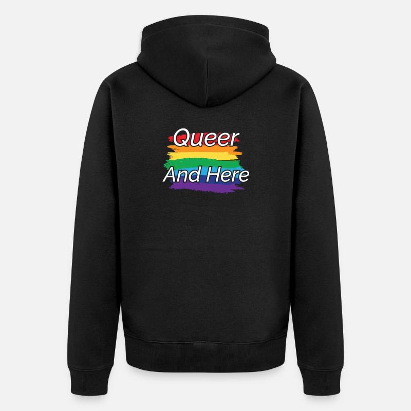 Queer Pride Regenbogen Design - Unisex Premium Bio Zip Hoodie - Schwarz