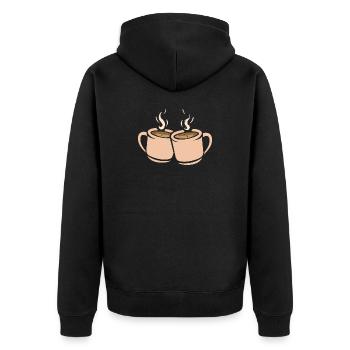 Two coffee cups illustration - Unisex Premium Organic Zip Hoodie - black - Back - Nico (187cm)