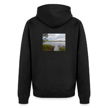 The Majesty of Coastal Fishing - Unisex Premium Organic Zip Hoodie - black - Back - Nico (187cm)