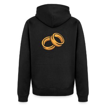 Zwei Ringe Cartoon Illustration - Unisex Premium Bio Zip Hoodie - Schwarz - Hinten - Nico (187cm)