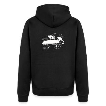 Bob Team Anschieber Bob - Unisex Premium Bio Zip Hoodie - Schwarz - Hinten - Nico (187cm)