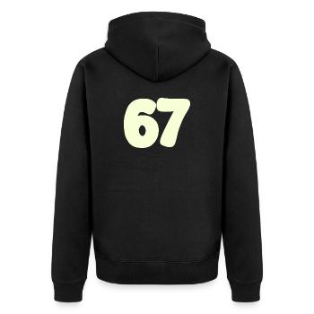 67 - Unisex Premium Organic Zip Hoodie - black - Back - Nico (187cm)