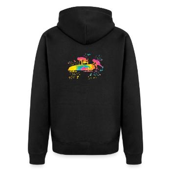 Bobfahrer Bobschlitten Zweierbob - Unisex Premium Bio Zip Hoodie - Schwarz - Hinten - Nico (187cm)