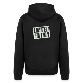 Limited Edition Stamp Design - Unisex Premium Organic Zip Hoodie - black - Back - Nico (187cm)
