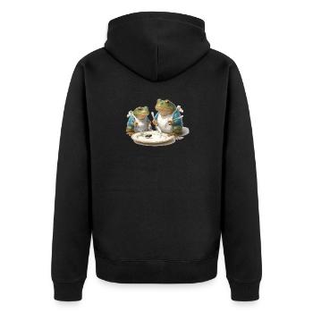 Frog Dinner: Fly on a Plate - Unisex Premium Organic Zip Hoodie - black - Back - Nico (187cm)