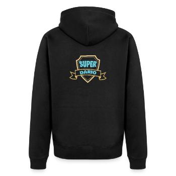 Geschenk für Dario - Unisex Premium Bio Zip Hoodie - Schwarz - Hinten - Nico (187cm)