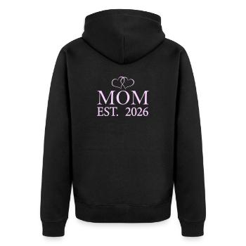 Mama Est. 2026  - Unisex Premium Bio Zip Hoodie - Schwarz - Hinten - Nico (187cm)