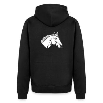 Portrait de tête de cheval Vecteur d’étalon - Veste à capuche bio Premium Unisexe - noir - Dos - Nico (187cm)