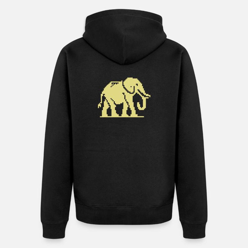 Pixel Elephant Jaune Rétro - Veste à capuche bio Premium Unisexe - noir
