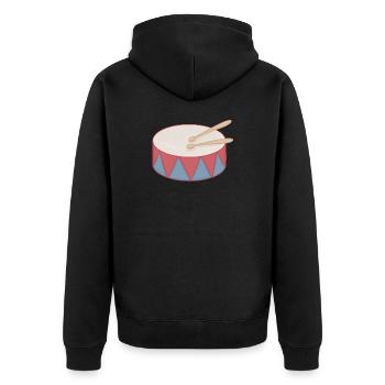 Cartoon Trommel mit Dreiecksdekor - Unisex Premium Bio Zip Hoodie - Schwarz - Hinten - Nico (187cm)