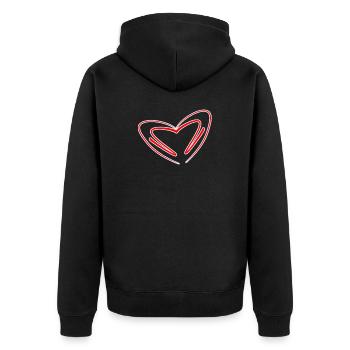 Neon Red Sketched Heart - Unisex Premium Organic Zip Hoodie - black - Back - Nico (187cm)