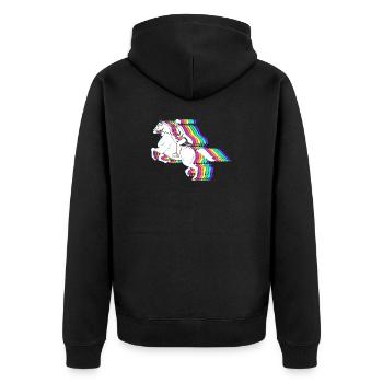 Pferderennen - Unisex Premium Bio Zip Hoodie - Schwarz - Hinten - Nico (187cm)
